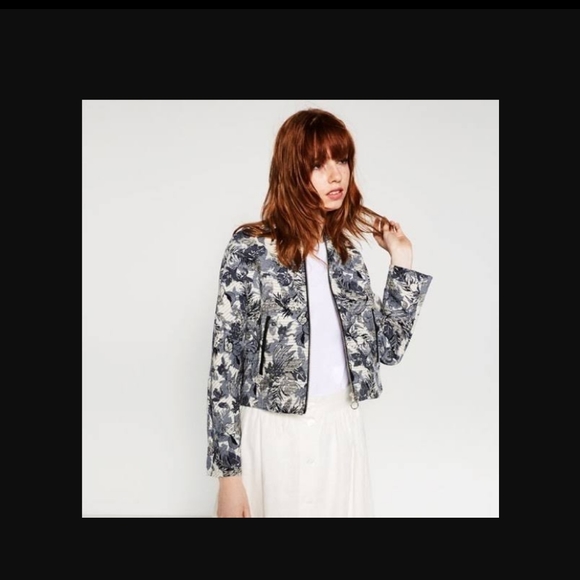 Zara floral bomber jacquard jacket - Picture 2 of 11